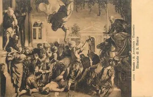 Venezia fine art postcard Tintoretto miracolo di S. Marco