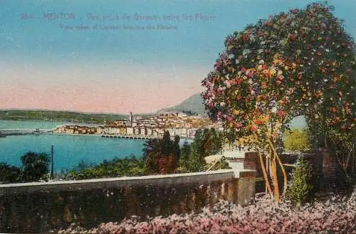 France Alpes maritimes Menton vue de Caravan entre les fleurs
