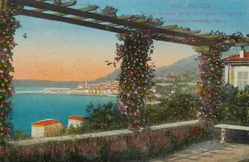 France Alpes maritimes Menton vue de Caravan entre les fleurs Pergolla