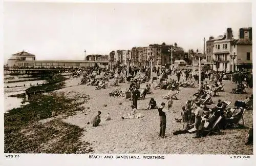 United Kingdom England Worthing beach and bandstand