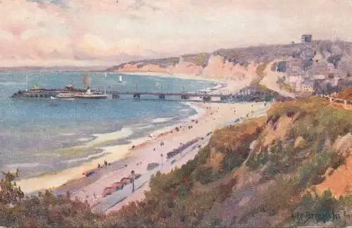 United Kingdom England sand beach and pier painting