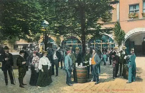 Germany Munich 1910 Munchen hof des Kgl. Hofbrauhauses street