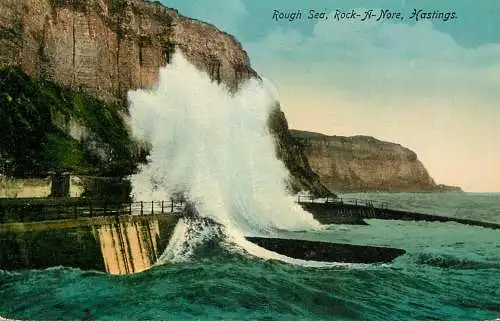 United Kingdom England Hastings rough sea Rock a Nore