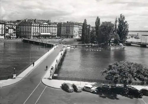 Switzerland Geneve Pont des Bergues & Ile J.J Rousseau