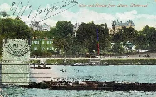 United Kingdom England Richmond river view and pontoon