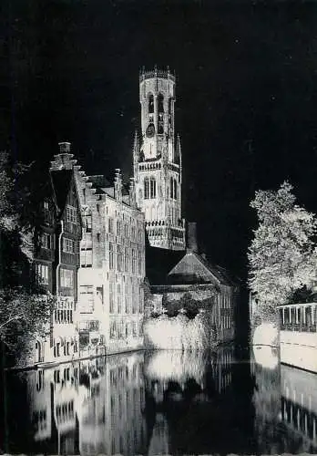 Belgium Bruges Quai du Rosaire vue de nuit