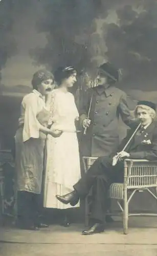 Women masquerade Hungary 1915 photo postcard