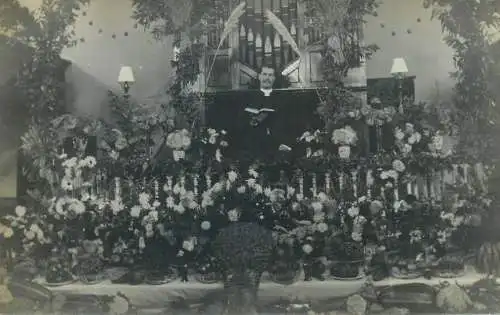 British church interior organ and priest real photo postcard 1912