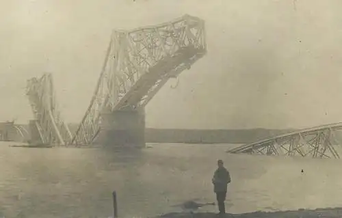 Destroyed bridge Germany photo-AK