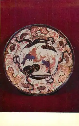 Fine arts postcard Russia Leningrad Hermitage plate with fishes among sea waves Japan