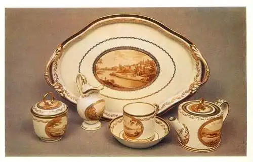 Fine arts postcard Russia Leningrad Hermitage solitaire set Derby porcelain
