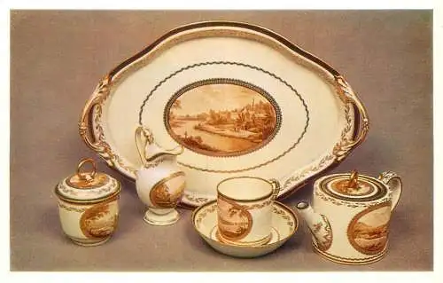 Fine arts postcard Russia Leningrad Hermitage solitaire set Derby porcelain