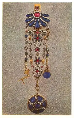 Fine arts postcard Russia Leningrad Hermitage Turnip watch on a chatelaine London
