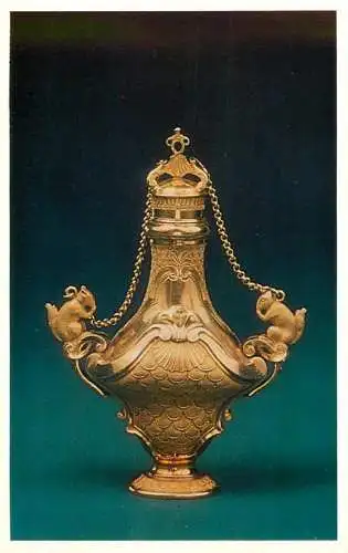Fine arts postcard Leningrad Russia Hermitage gold scent bottle