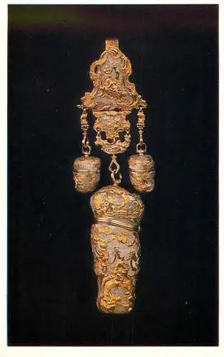Fine arts postcard Leningrad Russia Hermitage chased three piece gold etui