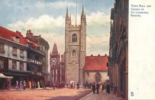 United Kingdom England Readng town hall and St. Lawrence church