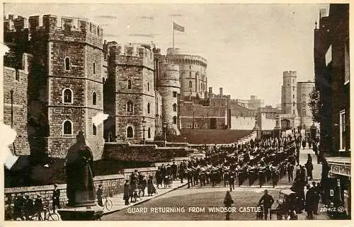 United Kingdom England Windsor Castle guards returning parade uniforms
