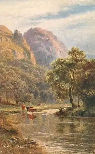 United Kingdom England Dove Dale creek and cow scenery