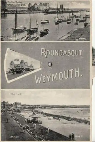 Roundabout Weymouth mechanical multi views wheel rare postcard