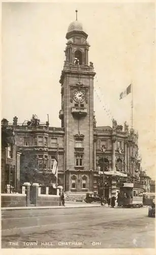 Tramway Chatham Town Hall real photo postcard