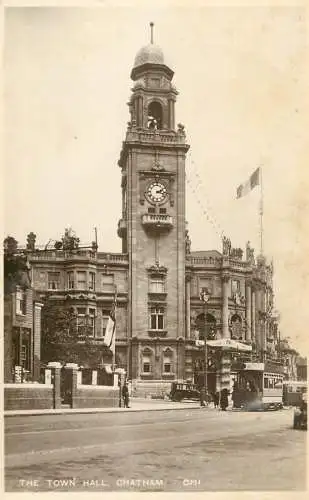 Chatham Town Hall tramway real photo postcard