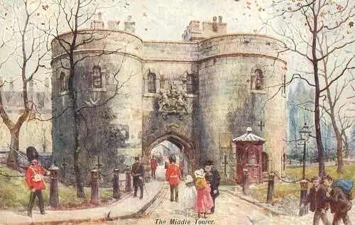 UK England castle Middle tower red coat guards