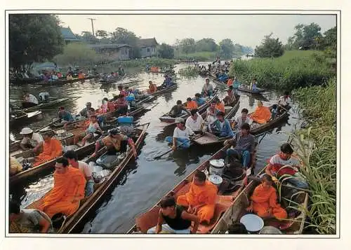 Thailand central area canal boats temple boys pilgrimage