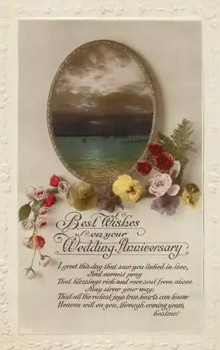 Celebration holiday postcard greetings for wedding anniversary