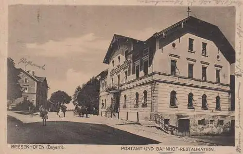 Biessenhofen Bayern, Postamt und Bahnhof-Restauration 1926