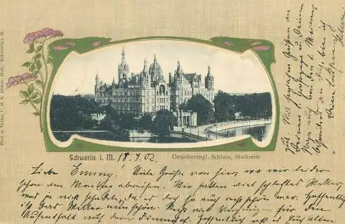 Allemagne Germany Schwerin i. M. Schloss 1902 art nouveau