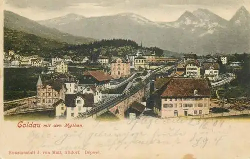 AK Goldau mit den Mythen 1904