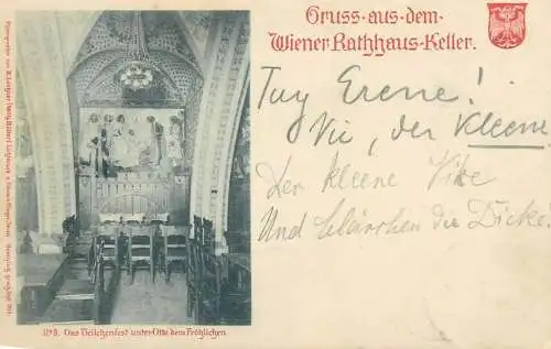 Austria Gruss aus dem Wiener Rathhaus-Keller Wien 1899