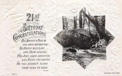 Celebration holiday postcard 21st birthday congratulations