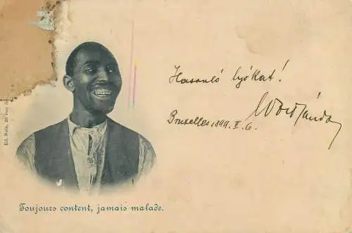 Carte humoristique always happy, never sick postcard 1899