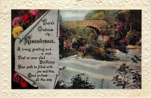 Celebration holiday postcard birthday wishes gladness remembrance