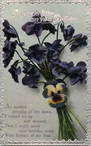 Celebration holiday postcard birthday wishes flower bouquet