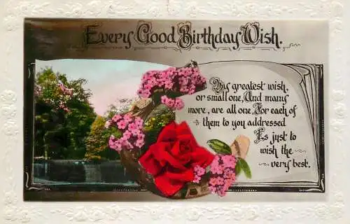 Celebration holiday postcard birthday wishes flower bouquet