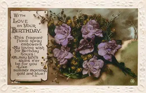 Celebration holiday postcard birthday wishes flower bouquet