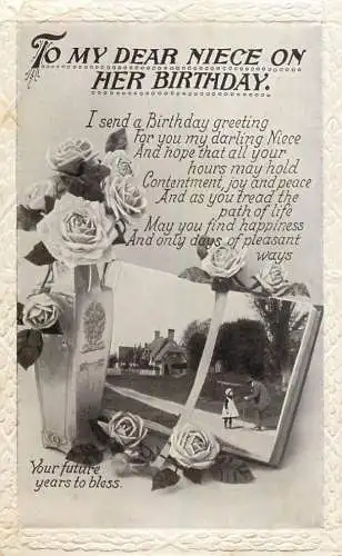 Celebration holiday postcard birthday greeting for niece flower