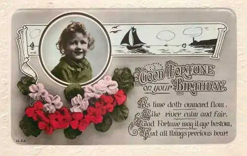 Celebration holiday postcard good fortune on irthday