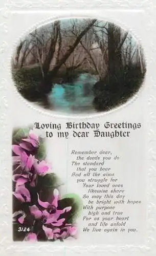 Celebration holiday postcard a joyous birthday daughter flower swamp area