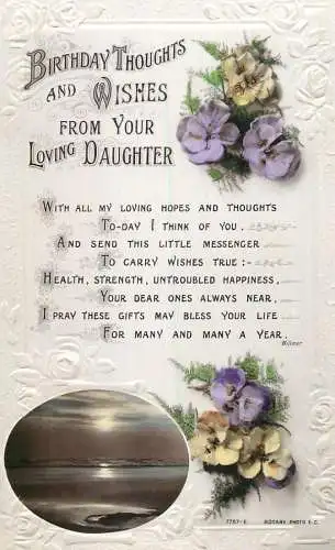 Celebration holiday postcard a joyous birthday daughter flower seaside