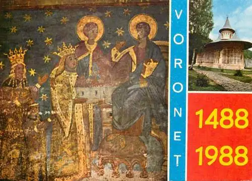 Romania Manastirea Voronet monument istoric sec XV fresca interioara tablou votiv cu Stefan cel Mare
