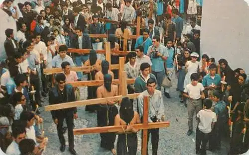 Mexico Taxco - people doing penance during Holy Weeg