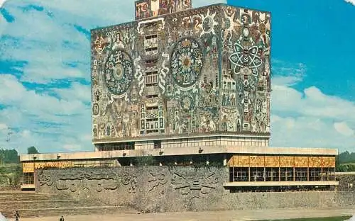 Mexico Ciudad Universidad de Mexico Biblioteca Central con mosaico mural de Juan O'Gorman