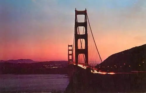 USA San Francisco CA Golden Gate bridge at sundown