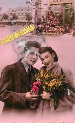 Elegant romantic couple gallant courting beautiful smile