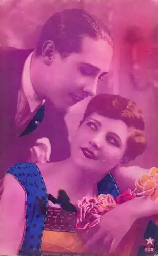 Elegant glamorous couple gallant courting