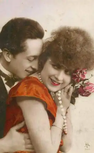 Elegant charming couple gallant courting