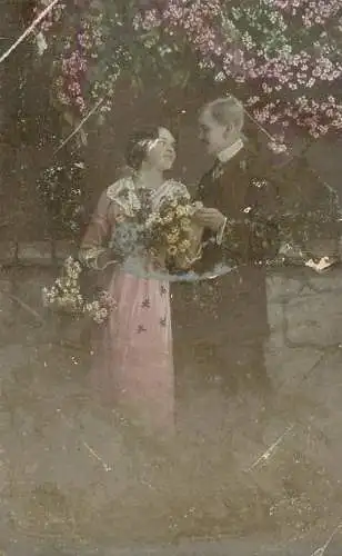 Elegant charming couple gallant courting
